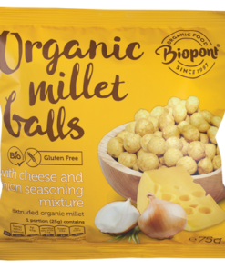 Biopont Extruded millet balls, cheese-onion flavoured, organic (Extrudált kölesgolyó, sajtos-hagymás) 75g Biopont
