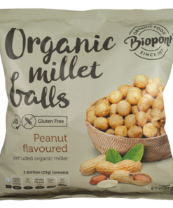 Biopont Extruded millet balls, peanut flavoured, organic (Extrudált kölesgolyó, földimogyorós) 75g Biopont
