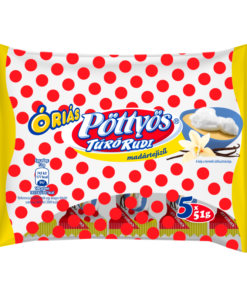 Pöttyös Giant Cottage Cheese Dessert with floating island flavour and white coating (Óriás Túró Rudi fehér bevonóval, MADÁRTEJ ízű) 5 x 51 g (255 g) 17/12