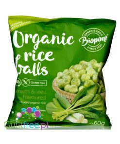 Biopont Rice Balls Spinach and Leek (spenotos es porehagymas Biorizsgolyo) 60g