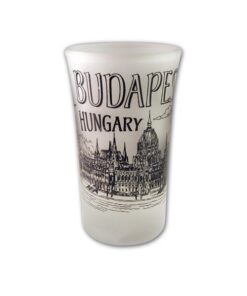 Shot glass - Halaszbastya / Parlament szurke felirat (Uvegpohar - Parlament) 5cl