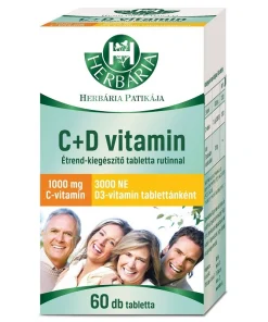 Vitamin C + D3 tablets (C-vitamin 1000mg + D3-vitamin 3000NE filmtabletta) – 60db Herbaria