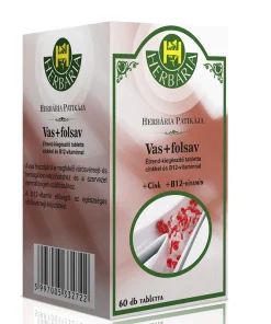 Iron + folic acid tablets (Vas+folsav tabletta) 60db Herbária