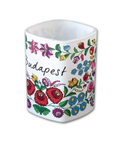 Shot glass - Kalocsai mintas feher szogletes (Uvegpohar - Kalocsai feher) 5cl