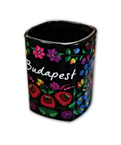 Shot glass - Kalocsai mintas fekete szogletes (Uvegpohar - Kalocsai fekete) 5cl