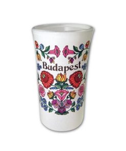 Shot glass – Kalocsai mintas feher kerek (Uvegpohar – Kalocsai feher) 5cl