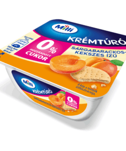Creamy Cottage Cheese Dessert with Apricot and Soft Biscuits 0% sugar (Krémtúró sárgabarckkal és kekszdarabokkal - hozzáadott cukor nélkül) 90g Milli 19/12