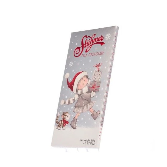 Stuhmer Christmas Milk chocolate (Karácsonyi tejcsoki tábla - Girl & gift) 90g