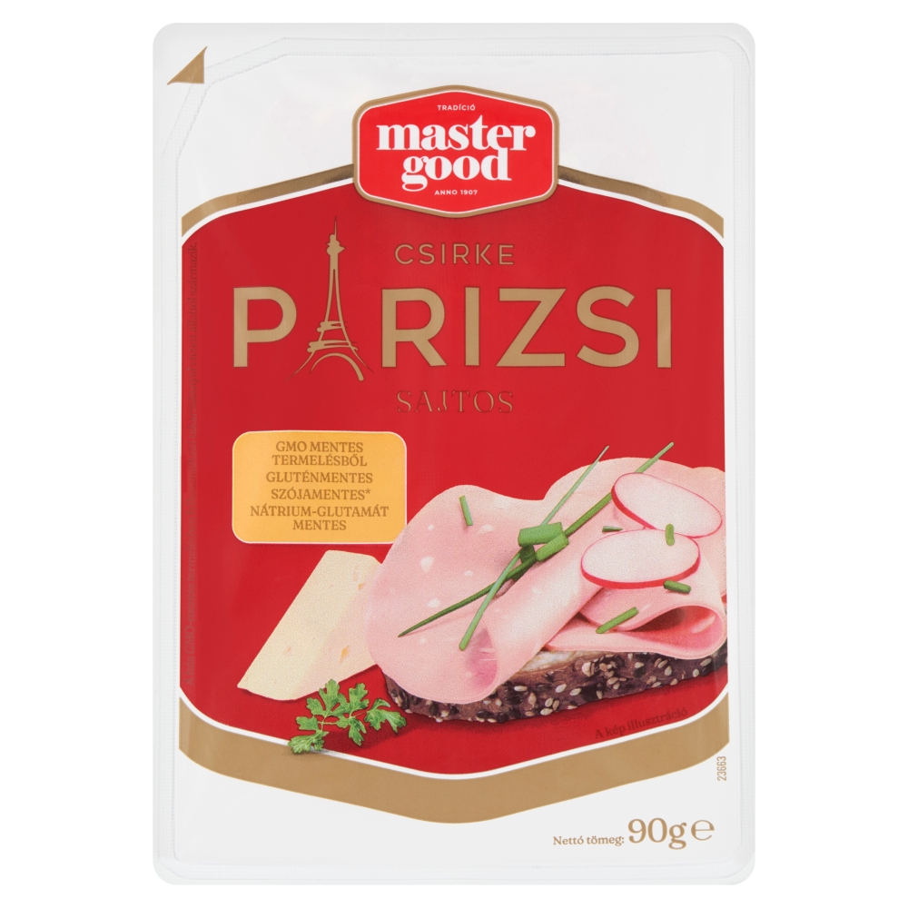 Saga Sliced chicken parisian with cheese (Szeletelt sajtos csirke párizsi) 90g Master Good