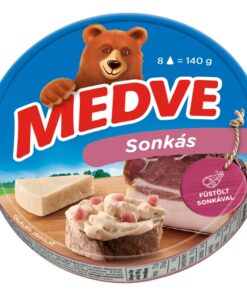 Medve Spreadable Processed Semi-Fat Cheese with Ham (Sonkás sajt) 140g (8 x 17,5g)